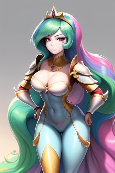 00038-478519544-(from front), upper half of princess_celestia wearing full plate armor, looking at the viewer, frown, hands on hips, crown, , si-before-highres-fix.png